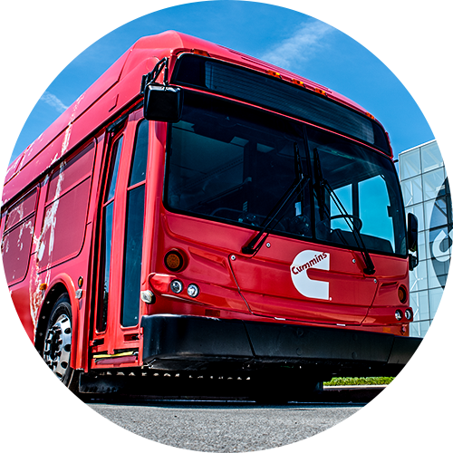 transit bus with Cummins logo